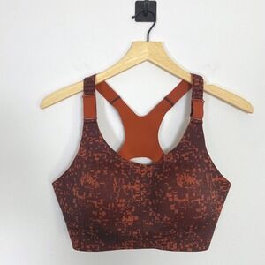 Brooks Dare Racerback Sports Bra Women's 36D Red Abstract Pattern High Support